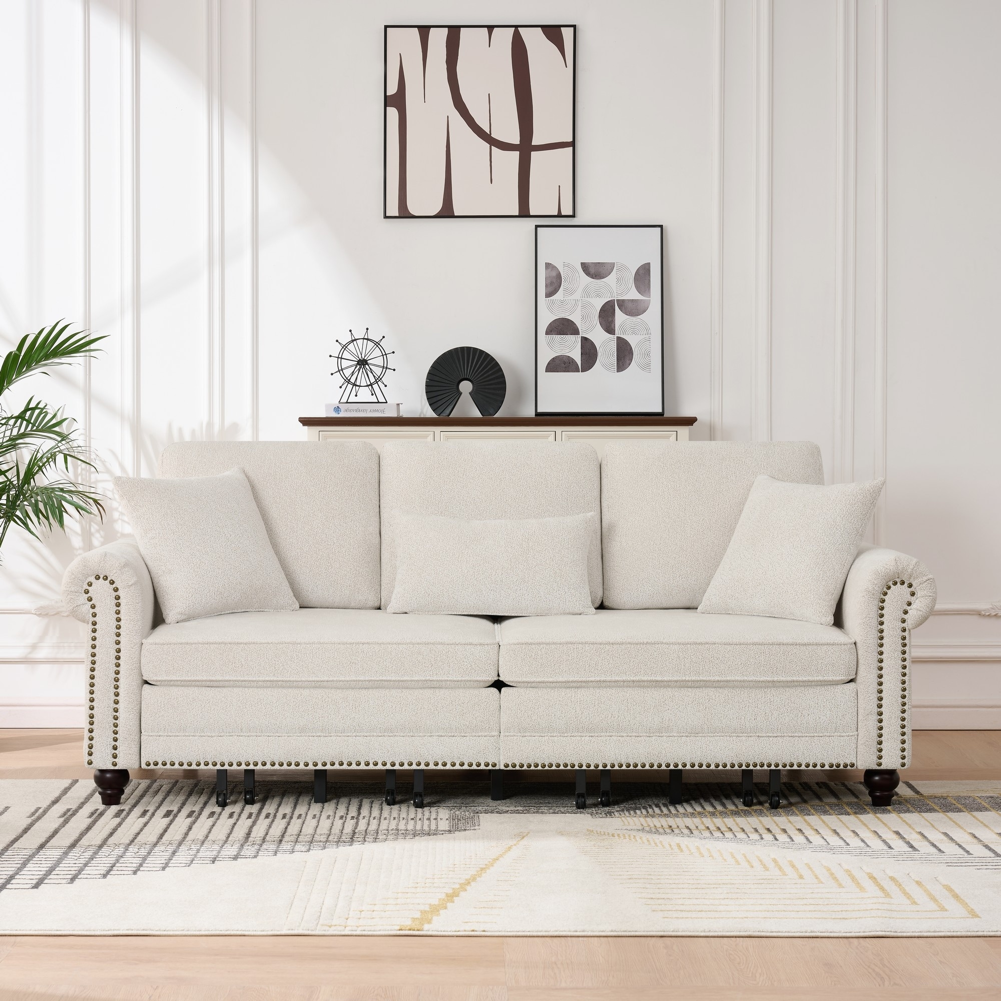 GDFStudio Veluntra Chenille Convertible Sofa Bed 3-in-1 Folding Sleeper Modern Living Room Couch