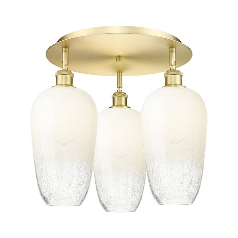 Innovations Lighting Endless Possibilities Ballston - Brookhaven Flute - 3 Light 19" Flush Mount - Satin Gold/Opal