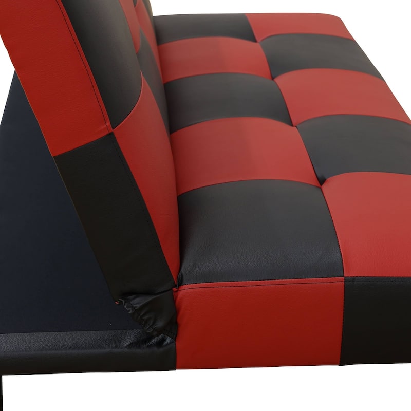 Red&Black Faux Leather Living Room Sofabed
