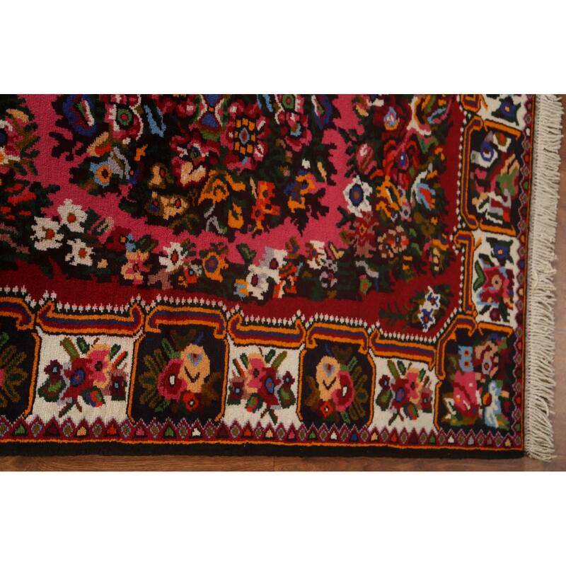 Hand Knotted Oriental 100% Wool Carpet Traditional Floral Pink Bakhtiari Area Rug - 4' 10'' X 3' 6''