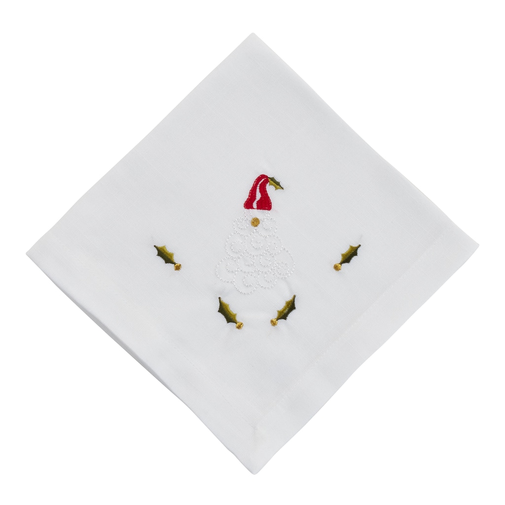 Embroidered Table Napkins With Large Santa Design (Set of 4) - 20"x20"