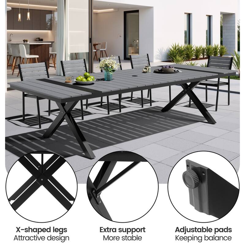 11 PCS Outdoor Patio Dining Aluminum Table with Stackable Chairs