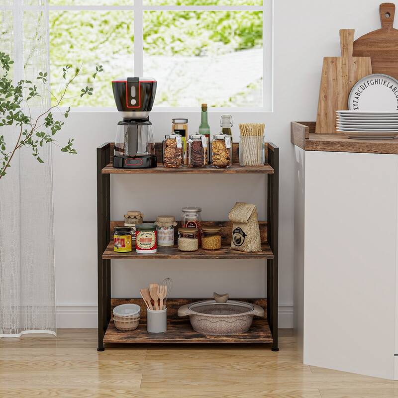 Costway 3-Tier Industrial Metal Frame Corner Bookcase with Adjustable - See Details