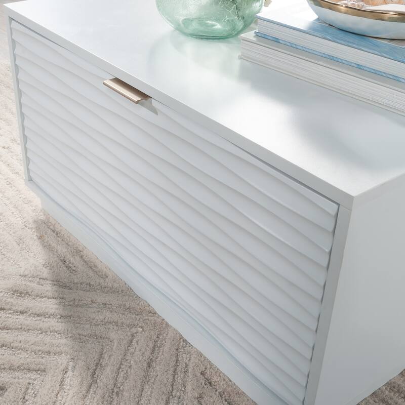 Engineered Wood Coastal Coffee Table with Drawer, White - 30.04"W x 31.06"D x 16.14"H