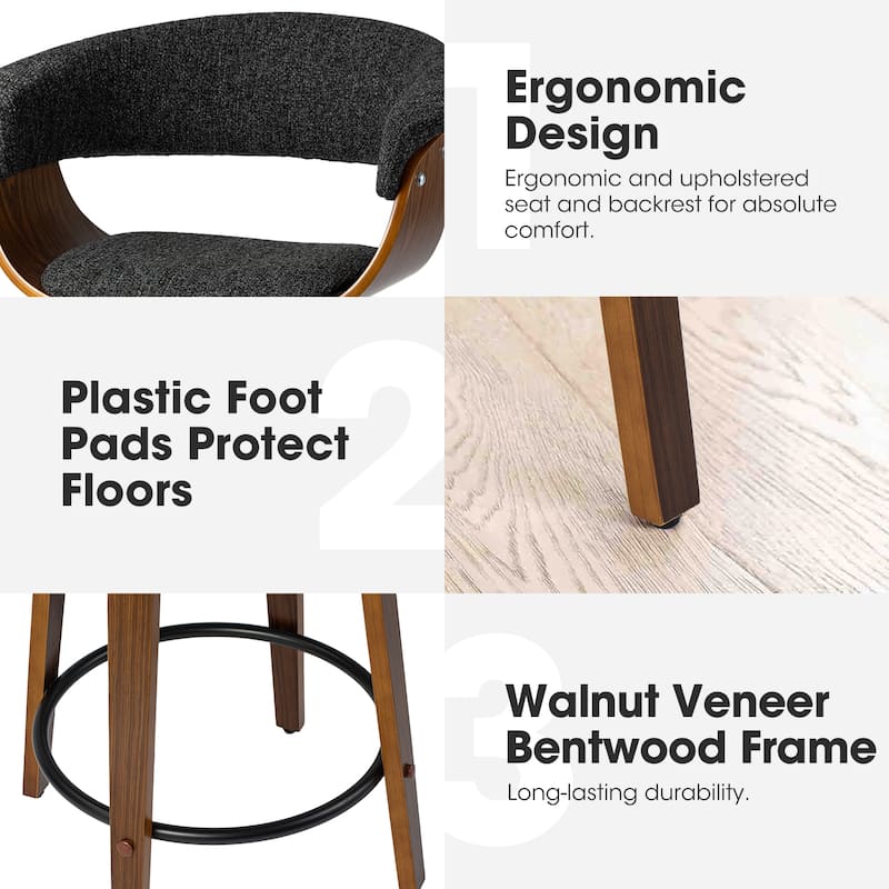 Glitzhome Set of 4 Modern Counter or Bar Height Faux Leather Swivel Upholstered Pub Stools
