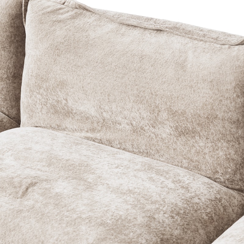 111.02'' Down Filled Sectional Sofa Couch Chenille Fabric Upholstery L-Shaped Sofa with Ottoman