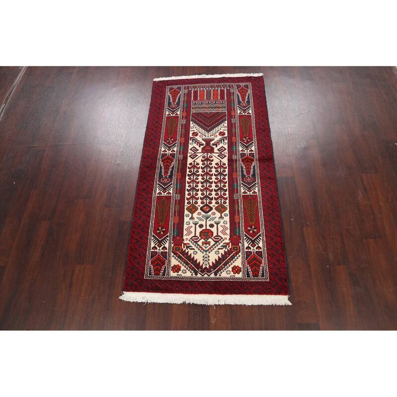 Geometric Hamedan Persian Traditional Runner Rug Handmade Wool Carpet - 3'4" x 6'8"