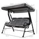 preview thumbnail 19 of 23, Outsunny Outdoor Patio Porch Swing Bench with Included Adjustable Shade Awning & Comfort Padded Seating for Three People