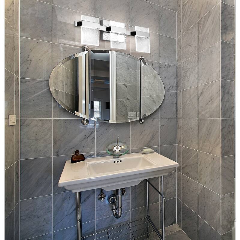 Madrona 3-light LED Bath and Vanity Light with Clear Seedy Acrylic - Black