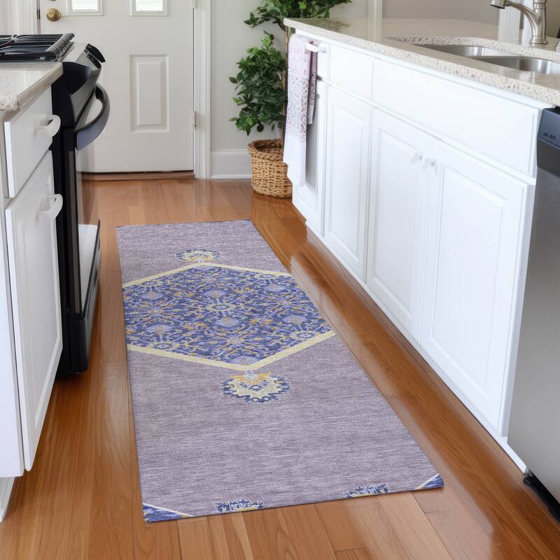 Premium Washable Super Soft Traditional Global Mayfield Rug - Lavender - 2'3" x 7'6"