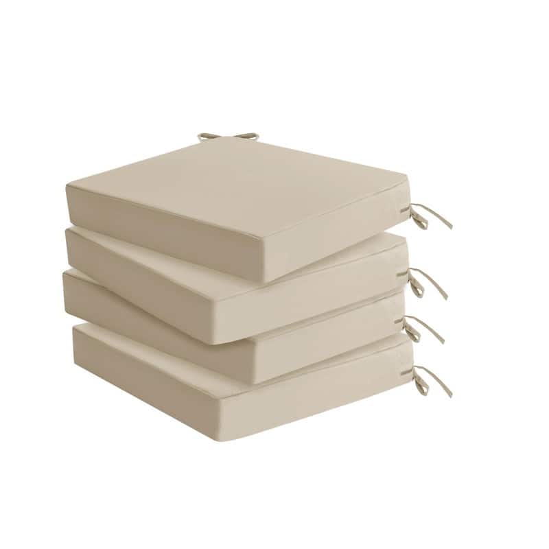 18.5" x 16" 4-Pack Outdoor Chair Cushions - Waterproof, Fade-Resistant, w/Ties
