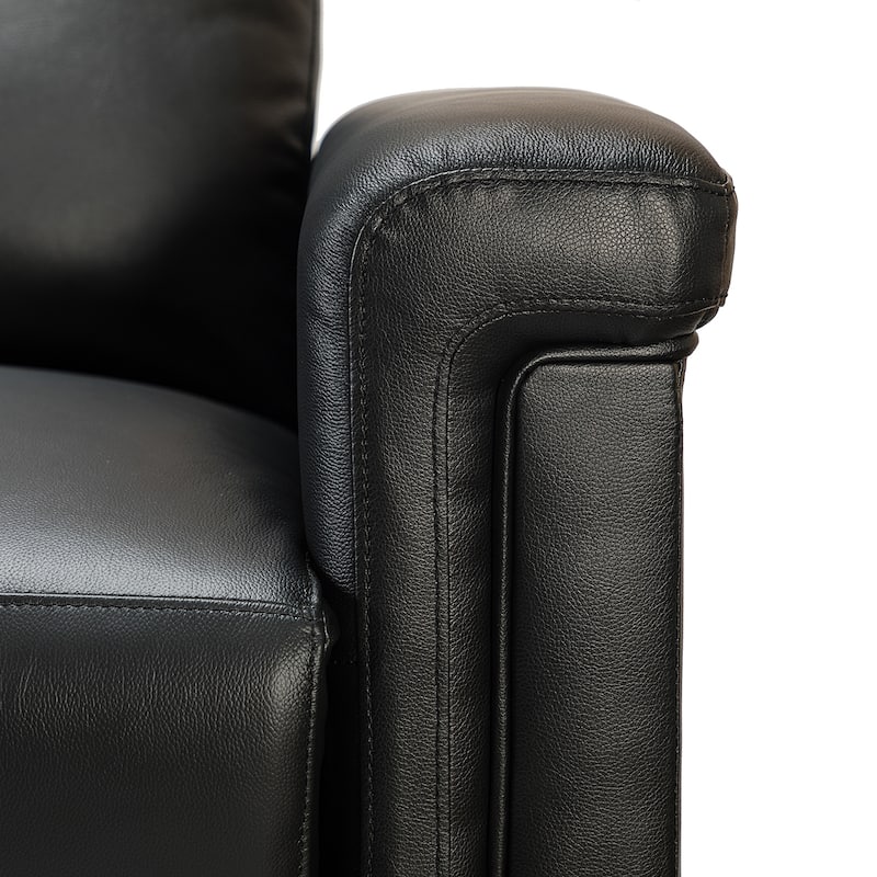 Alicia 34.65" Wide Contemporary Classic Genuine Leather Power Recliner With USB Port, Set of 2