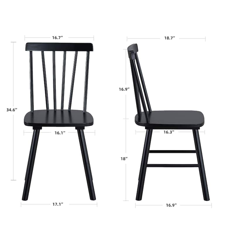 Spindle Back 16" Wide Black Dining Chairs