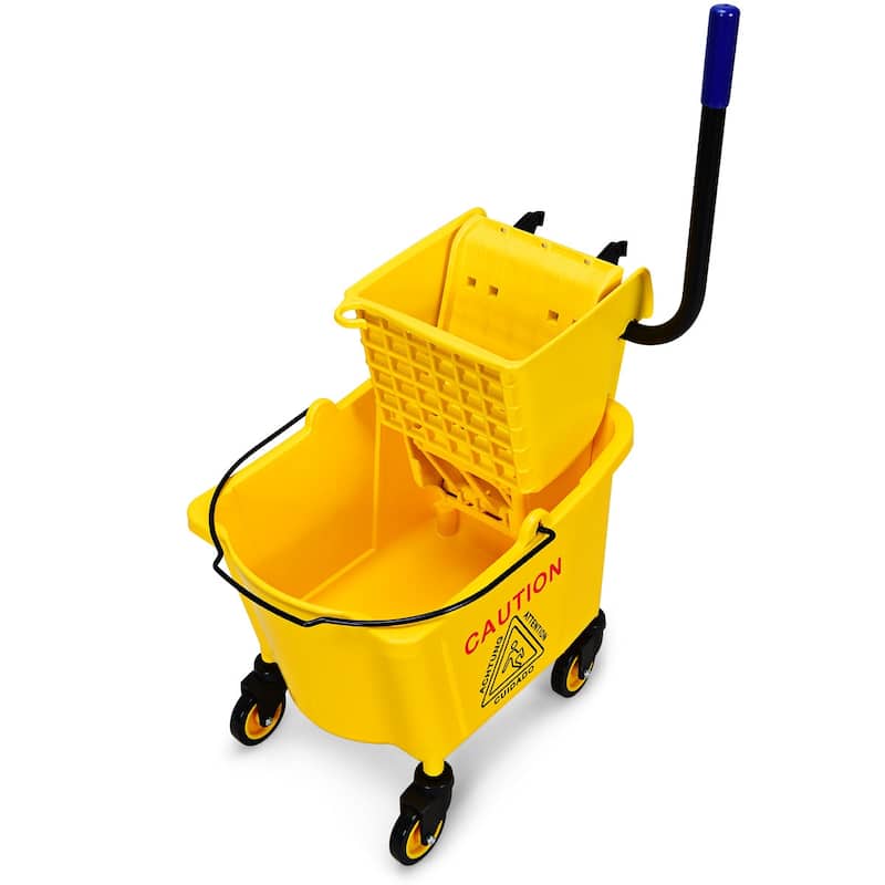 Costway Commercial Mop Bucket Side Press Wringer on Wheels Cleaning 26