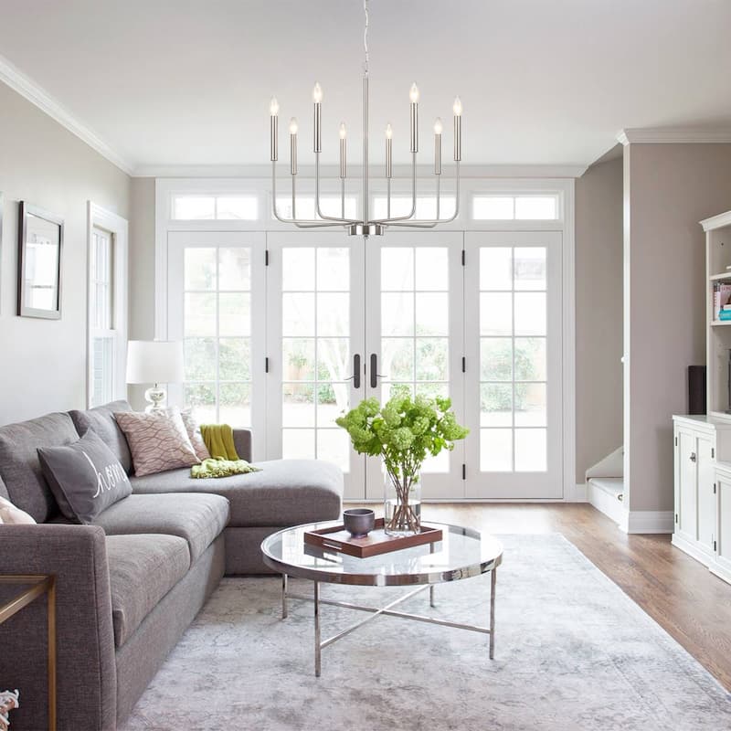 8-Light Farmhouse Traditional Candle Chandelier for Dining Room Bedroom Living Room