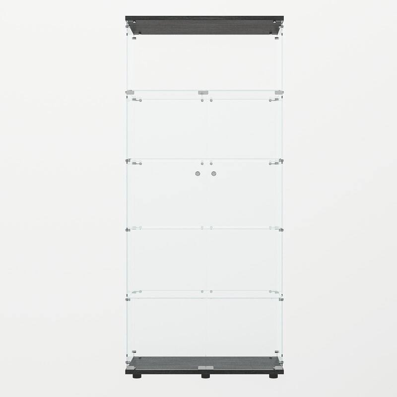 Tempered glass display cabinet with paipai lights,with locks, with adjustable feet,suitable for uneven,living room