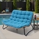 preview thumbnail 15 of 32, All-Weather PE Rattan Double Papasan Chair Loveseat with Soft Cushion for Indoor Outdoor