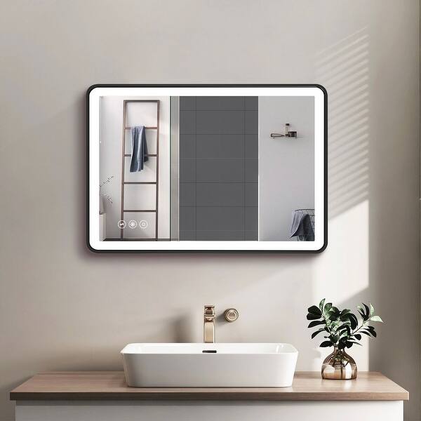 24 in. W x 36 in. H Rectangular Framed Wall Bathroom Vanity Mirror in Fauxy Wood 24 in. W x 36 in. H Rectangular Framed Wall Bathroom Vanity Mirror in Fauxy Wood