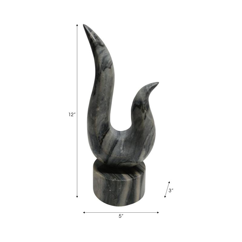 Marble Decorative Object Curved Hook-Inspired Statue - 12" Gray - 12.0"
