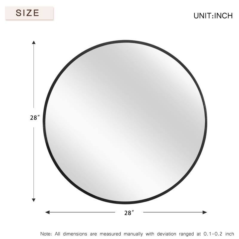 Classic Round Accent Bathroom Mirror Metal Frame Hanging Wall Mounted Circle Mirror for Wall Decor Vanity Entryway Living Room