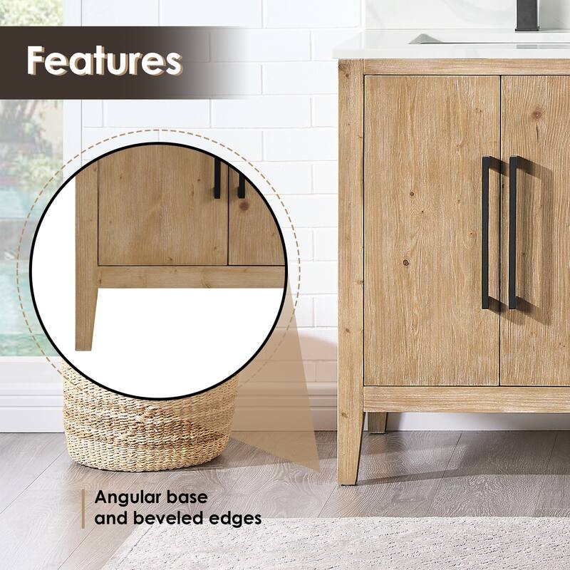 Altair Laurel Bath Vanity with Calacatta White Quartz Stone Countertop without Mirror