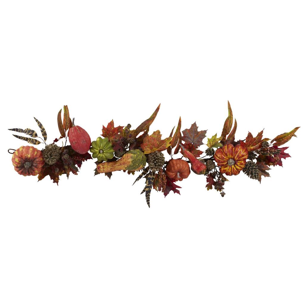 Fall Pumpkin Garland 54 Inch - Autumn Harvest Decor, Faux Pumpkins, Thanksgiving Decorations, Durable Polyfoam Design