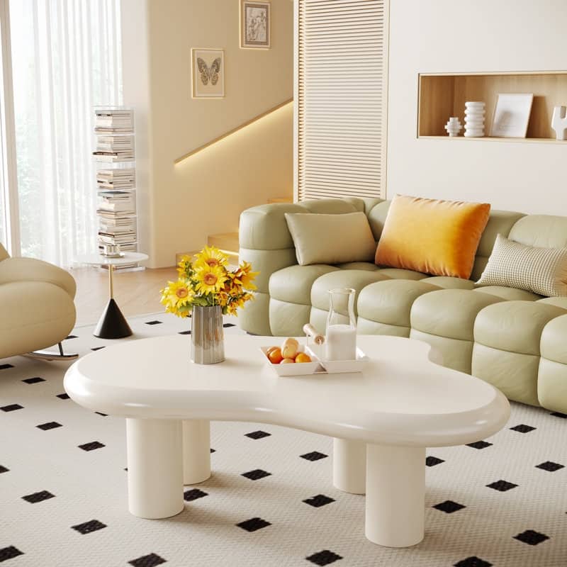 Cloud-Shaped Coffee Table, Cute Center Table with 4 Legs for Living Room