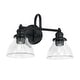 preview thumbnail 1 of 3, Baxter 2-light Bath/ Vanity Fixture w/ Clear Glass Matte Black