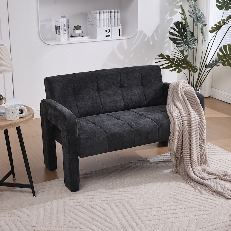 Modern 2-Seater Sofa Armchair with Chenille Fabric, for Living Rooms, Bedrooms, Lounges and Reading