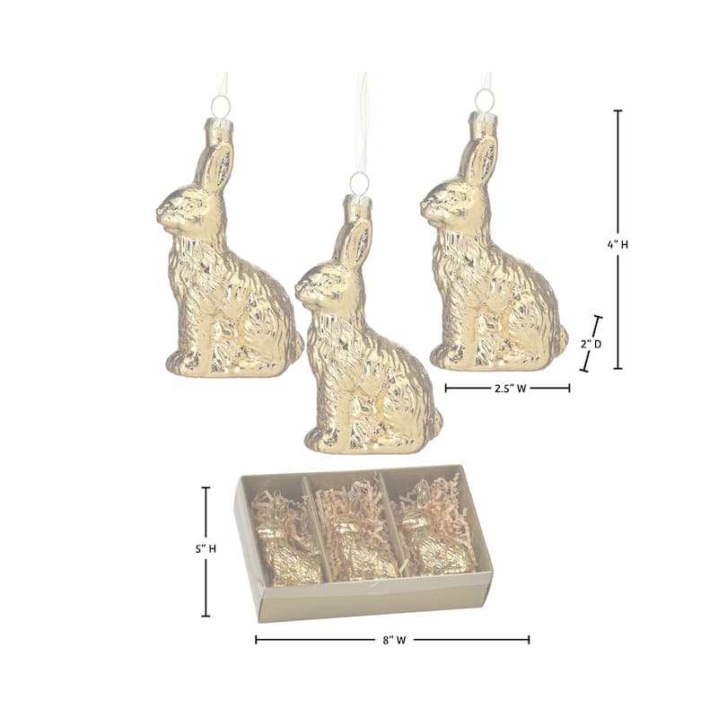 4" Glass Foiled Bunny Ornament