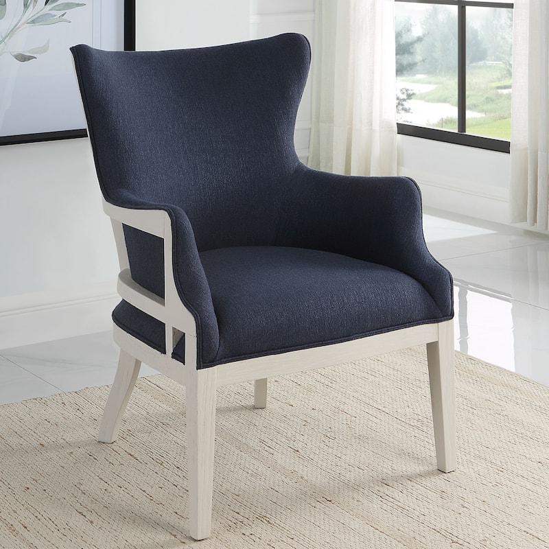 Tightly Woven Accent Chair - 37" - Blue and White