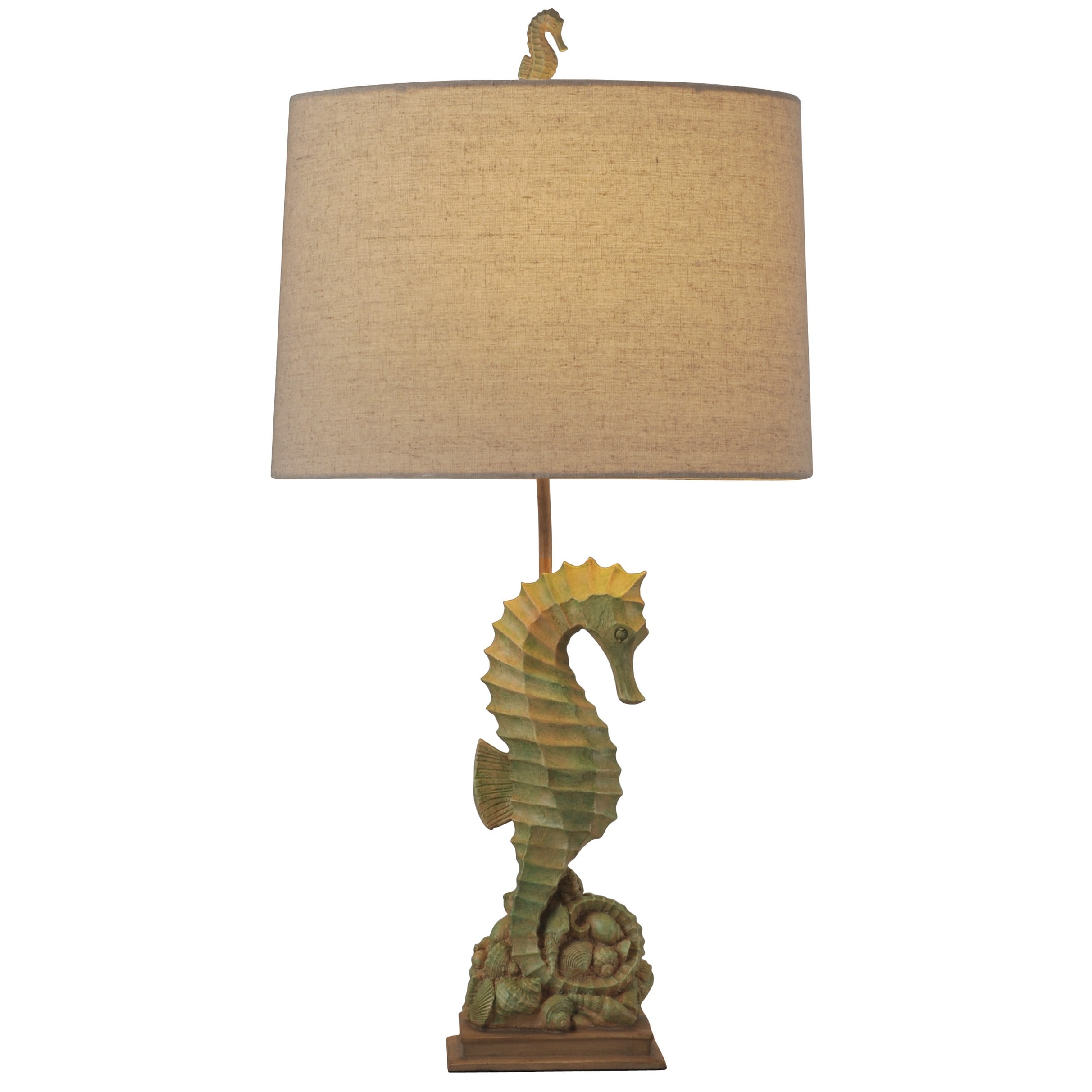 StyleCraft Seahorse Seafoam Green Table Lamp - Oatmeal Fabric