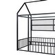 preview thumbnail 71 of 70, Metal House Bed with Metal Grid and Storage Shelves, Twin/Full Size Floor Montessori Bed with Roof Frame and Fence Guardrails