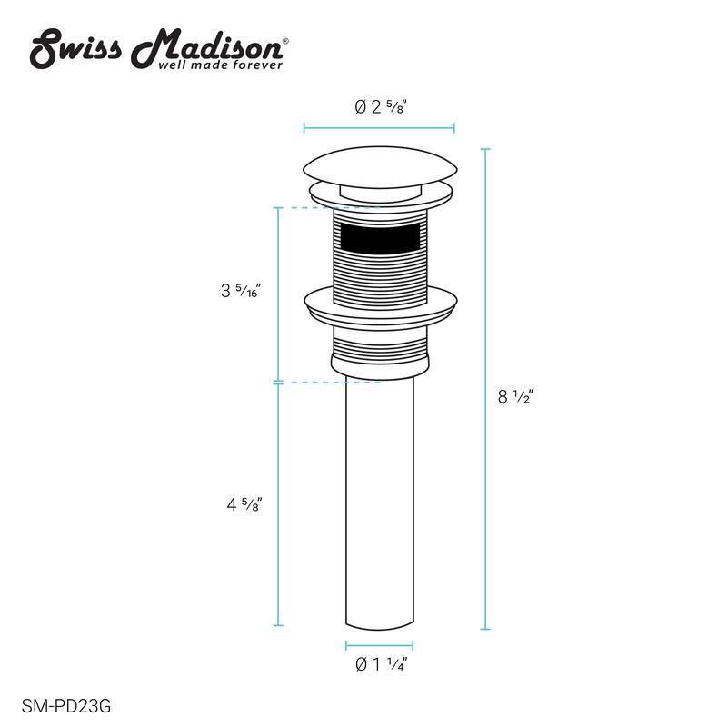 Swiss Madison Residential Pop Up Sink Drain 1.75 in Matte White