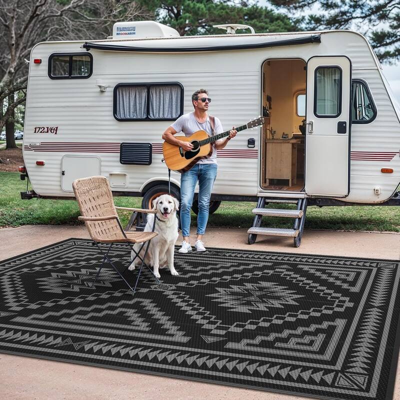 Mcow Geo Harmony Reversible Woven Waterproof Outdoor Area Rug