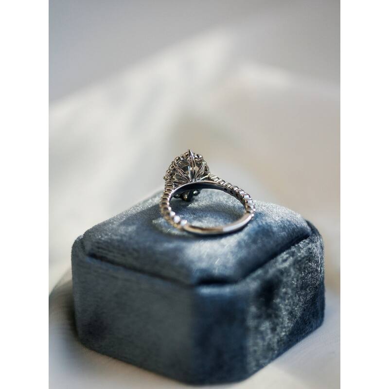 Kobelli 2.49 Carats Lab Grown Diamond IGI Certified 14k White Gold Rococo Halo Scalloped Basilica Ring