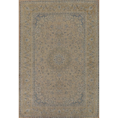 Distressed Kashan Vintage Persian Area Rug Handmade Wool Carpet - 9'9" x 13'4"