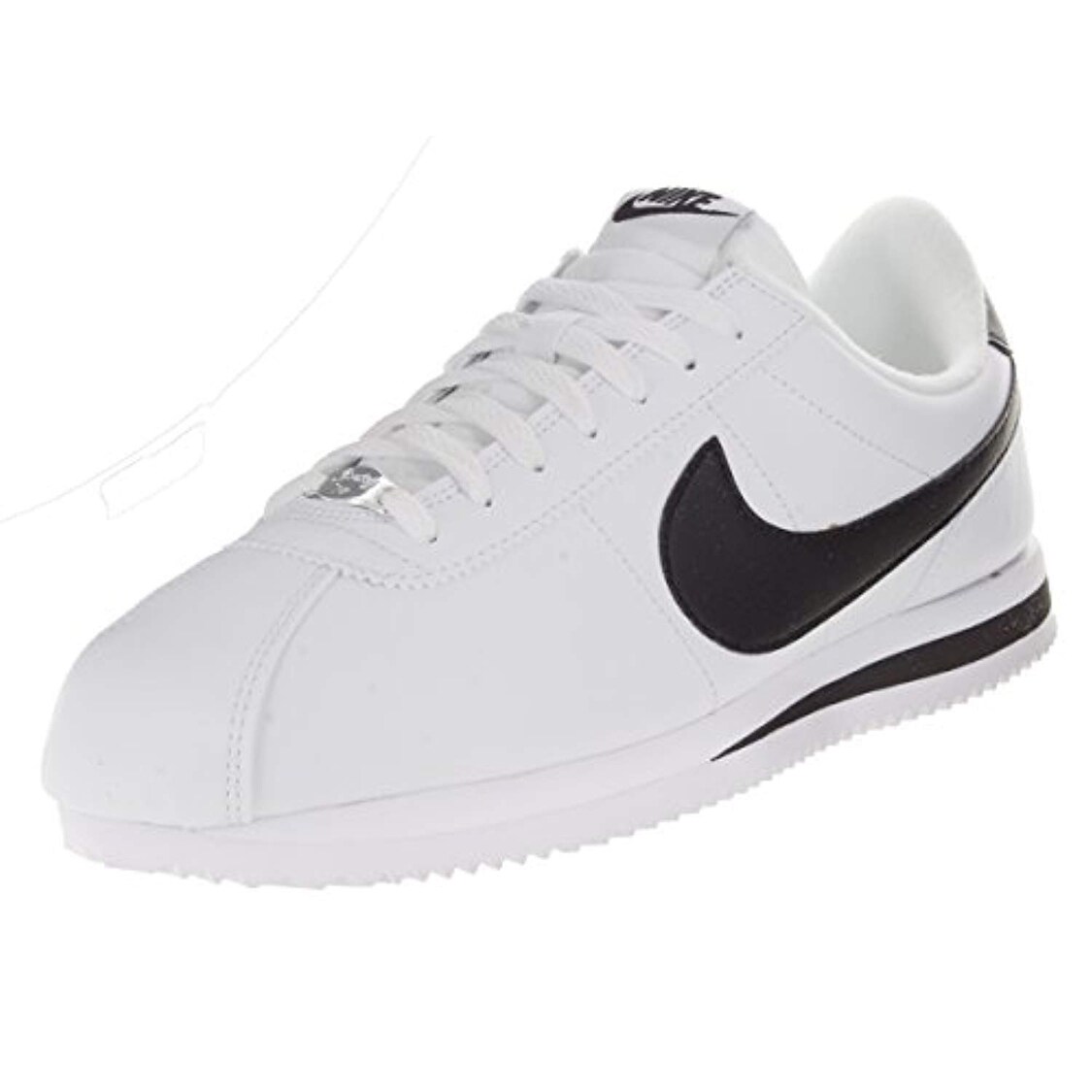 Shop Nike Men S Cortez Basic Leather Black White Metallic Silver