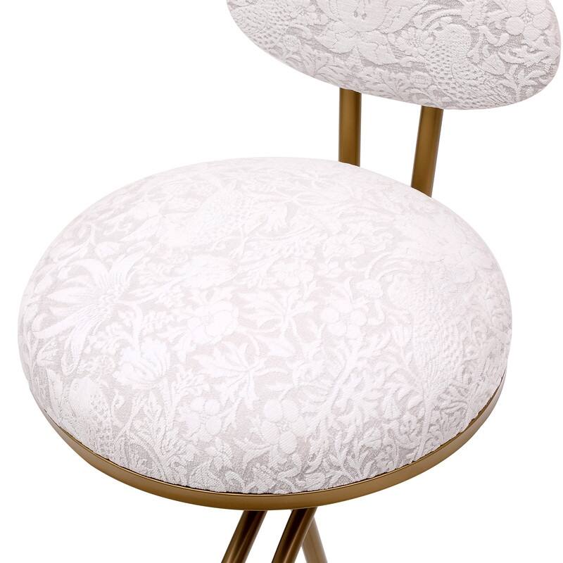Set of 2 Round Bar Stools with Floral Print Seats - Sturdy Metal Frame for Kitchen & Dining