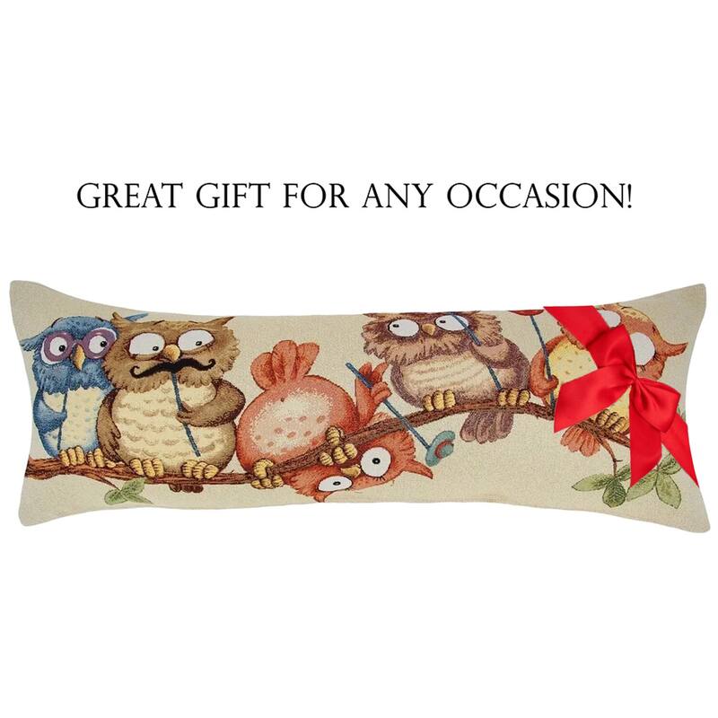 Owls on Branch Tapestry Throw Pillow
