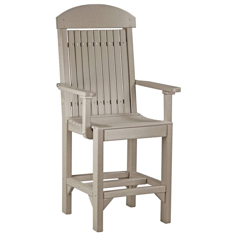 Set of 4 Poly Lumber Classic Dining Chairs - Arm Chair - Weatherwood - Counter Height