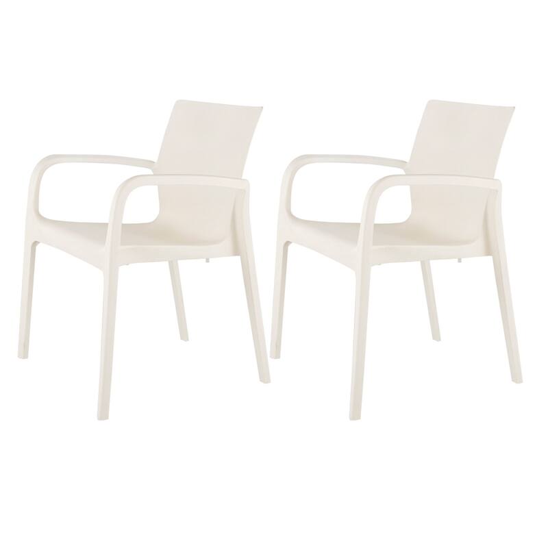 Alissa Resin Stackable All-Weather Dining Armchair, Set of 2 - White