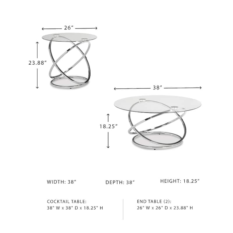 Signature Design by Ashley Hollynyx Chrome-tone Glass 3-piece Table Set