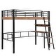 preview thumbnail 8 of 9, Full Size Metal Loft Bed with Built-in Desk,Storage Shelf and Ladder,Minimalist Design