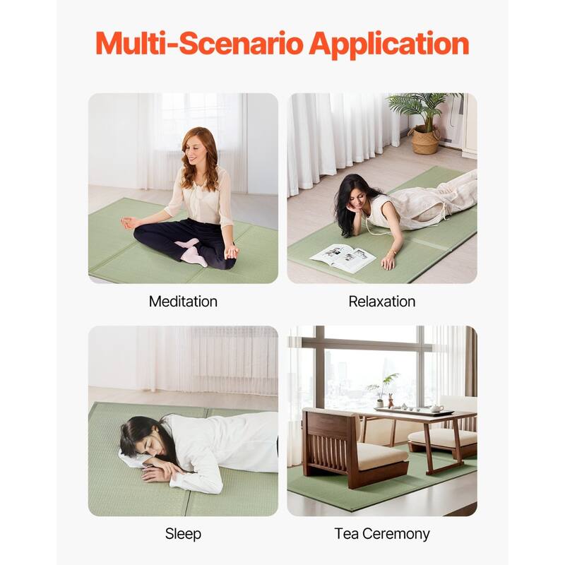 Tatami Mattress Twin XL Foldable Japanese Floor Mat with Non-Slip Backing - 83 x 39 x 0.5 in