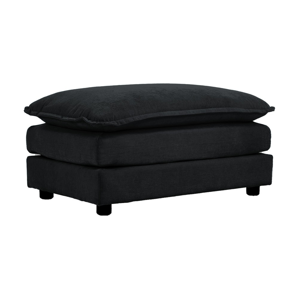 GDFStudio - Nesta Chenille Ottoman with Solid Wood Legs