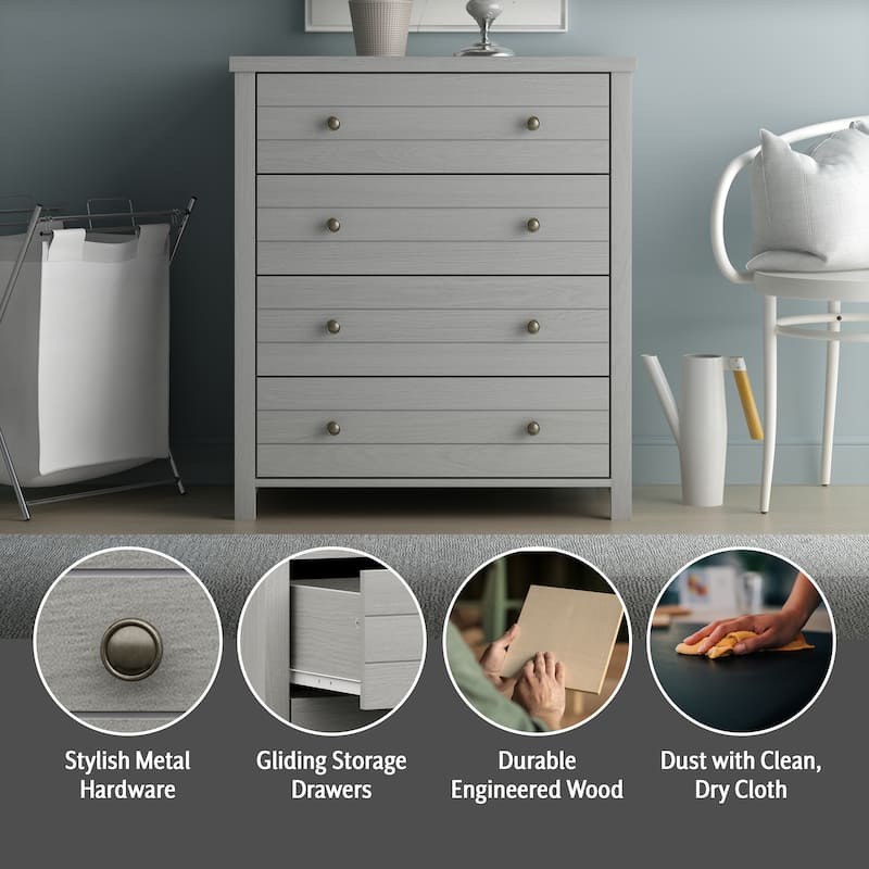 Living Essentials by Hillsdale Harmony Plank Front 4-drawer Chest