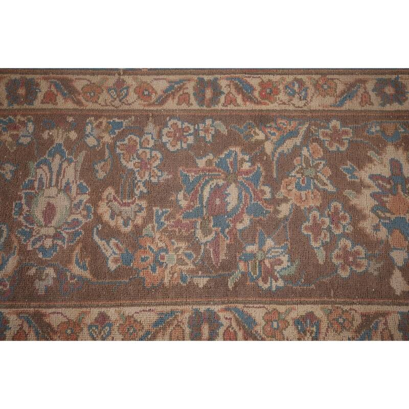 Traditional Pink Mashad Persian Vintage Rug Hand-Knotted Wool Carpet - 9'4"x 12'0"