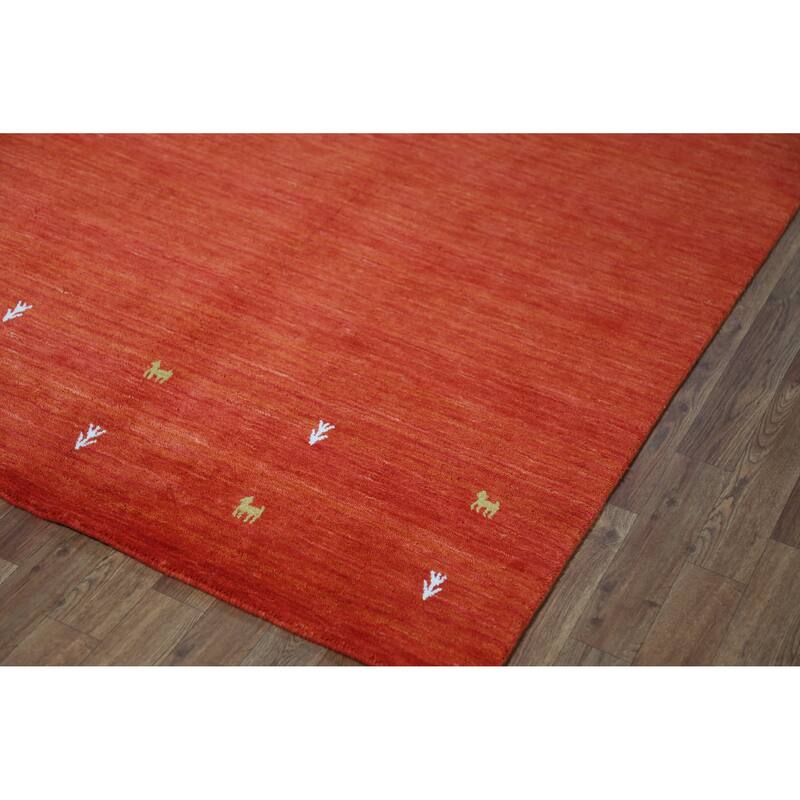 Orange Animals Gabbeh Indian Rug Hand-Knotted Wool Carpet - 4'6" x 6'6"