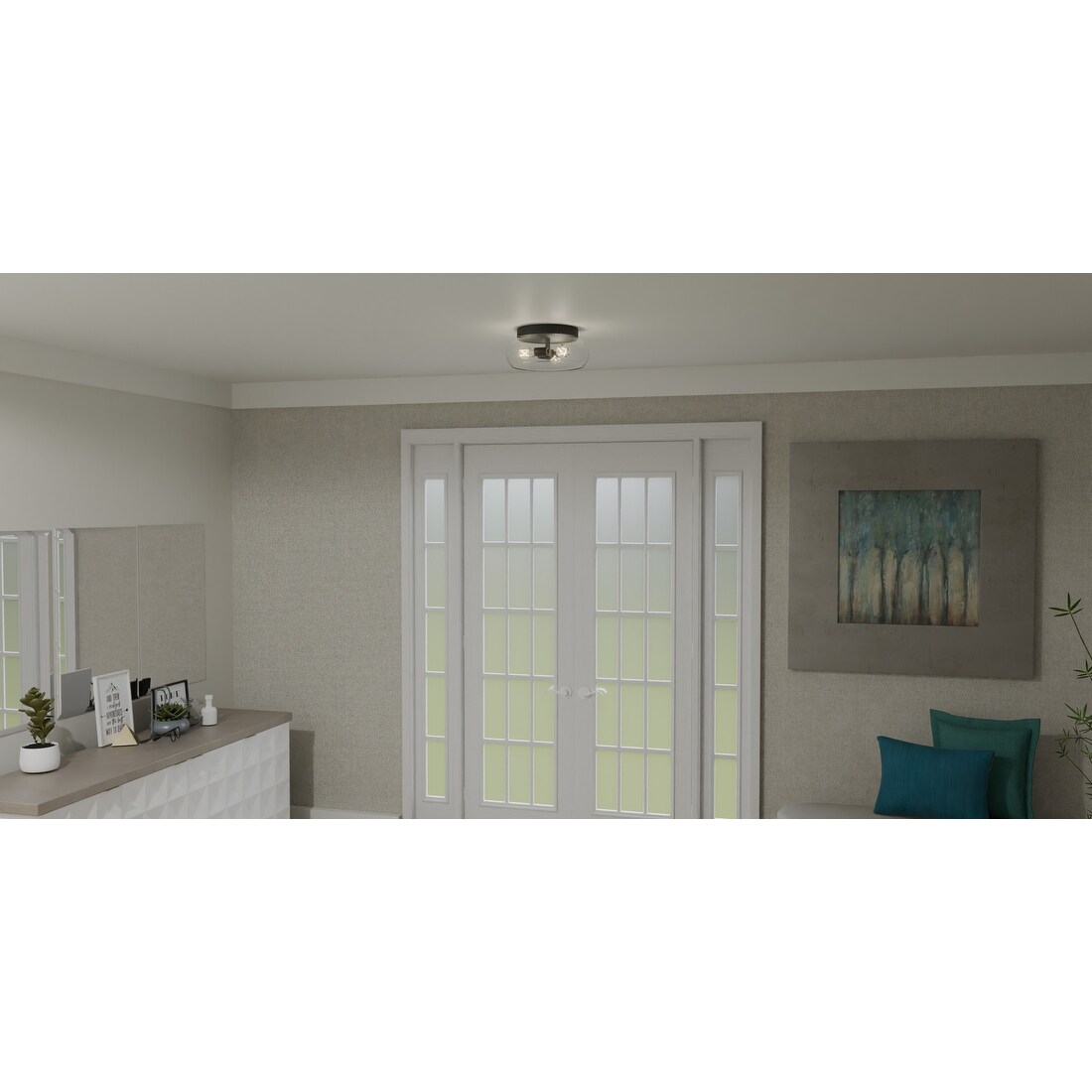 Lucy 3-Light Matte Black Flush Mount Light - Bed Bath